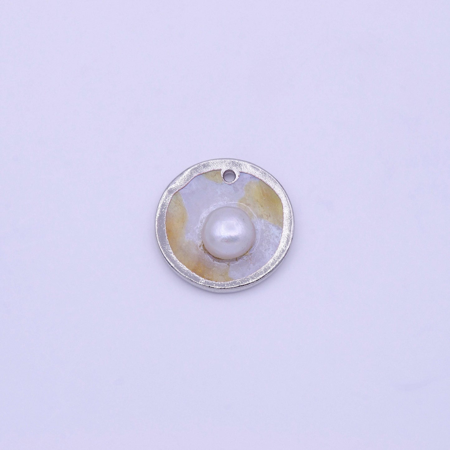 1pc wholesale natural mother of pearl charm abstract round circle shape aprox 29.5mm, gold / silver plated charm p1837