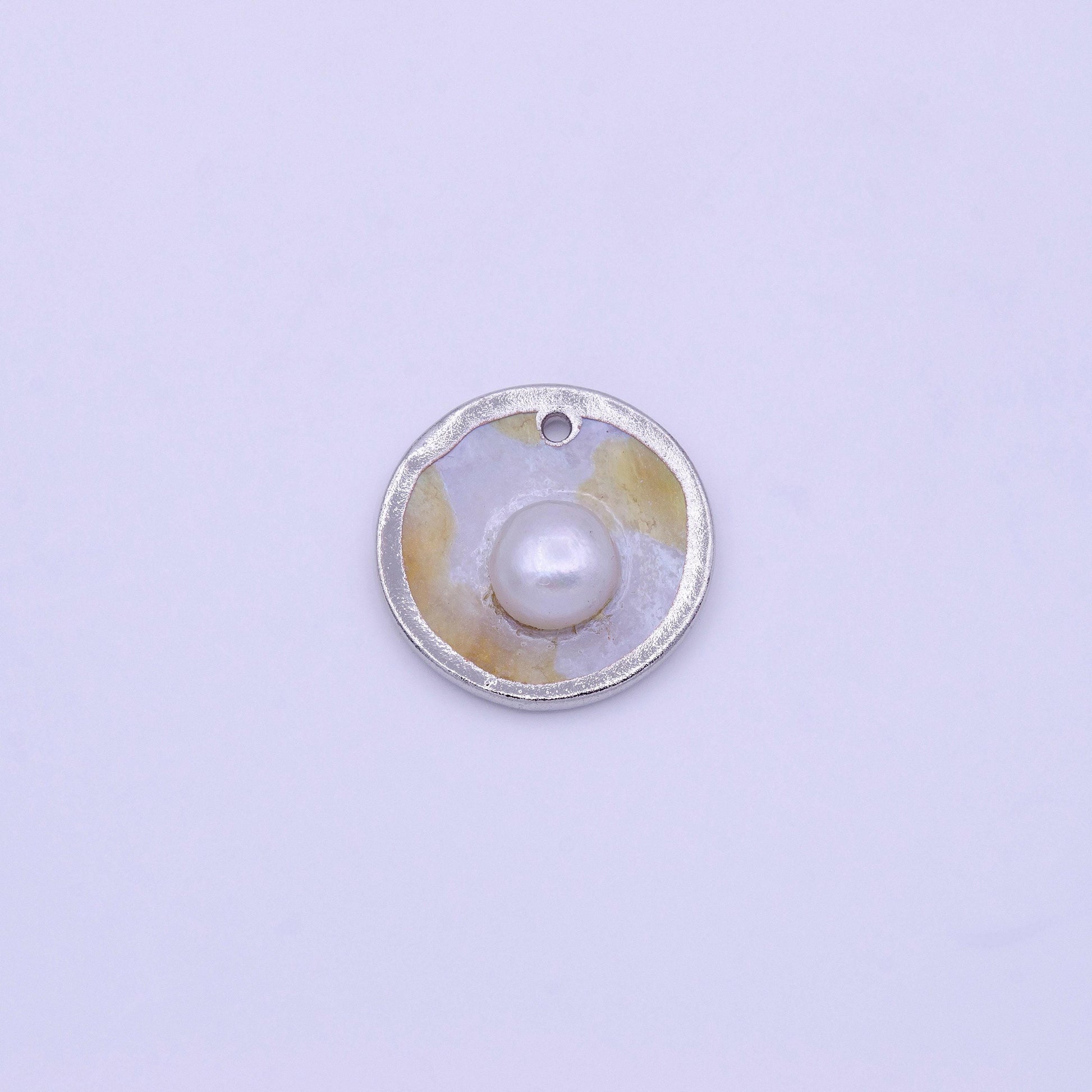 1pc wholesale natural mother of pearl charm abstract round circle shape aprox 29.5mm, gold / silver plated charm p1837