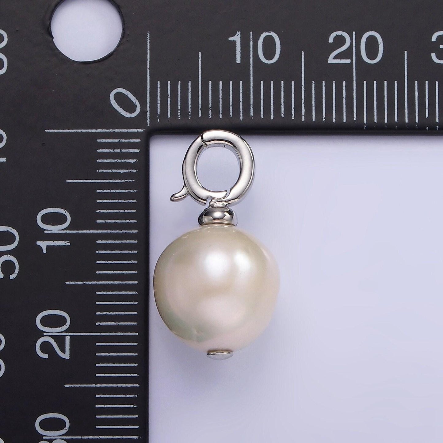 14k gold filled button freshwater pearl drop snap latch bail pendant in gold & silver | p-1699