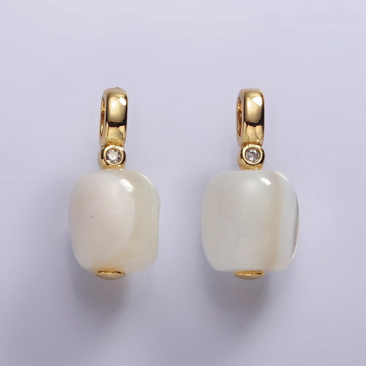 14k gold filled clear jade & clear cz pendant for bracelet, necklace add-on | p-1664