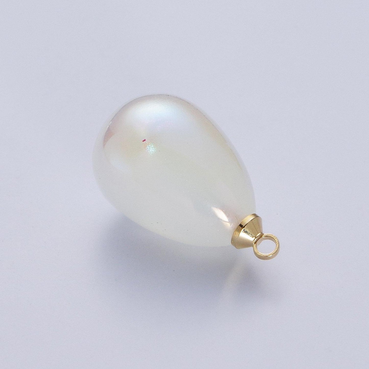 Oval freshwater white pearl charm, two sizes pearl pendant | p-1557