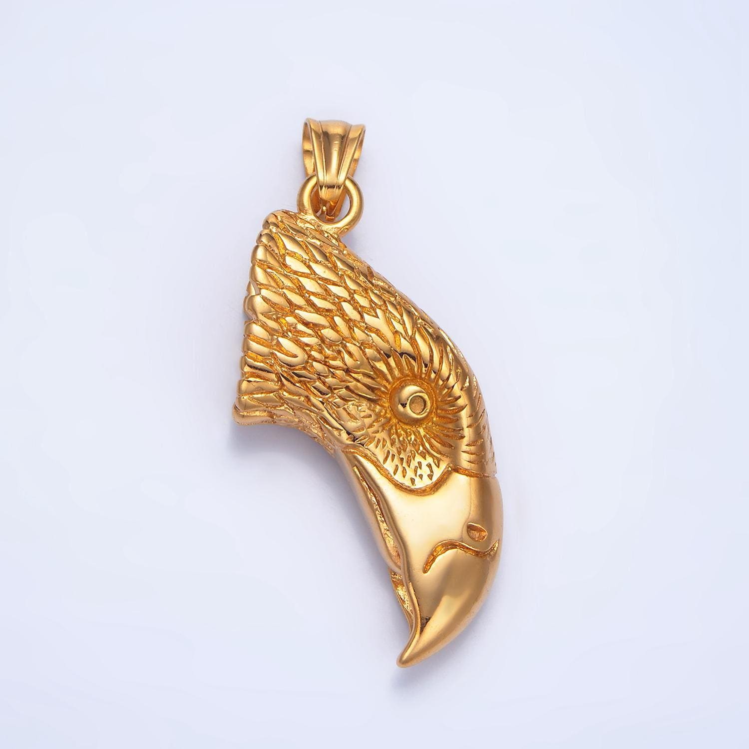 Big stainless steel bald eagle head charm gold bird animal pendant | p-1489