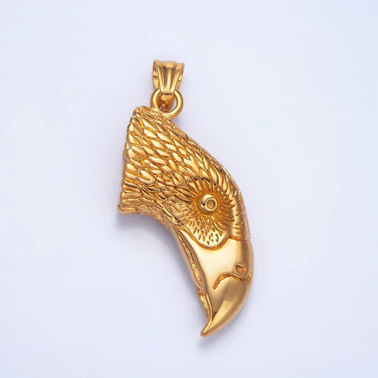 Big stainless steel bald eagle head charm gold bird animal pendant | p-1489