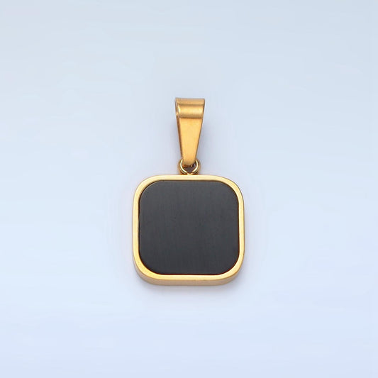 Stainless steel square black tag charm for men minimalist jewelry| p-1487