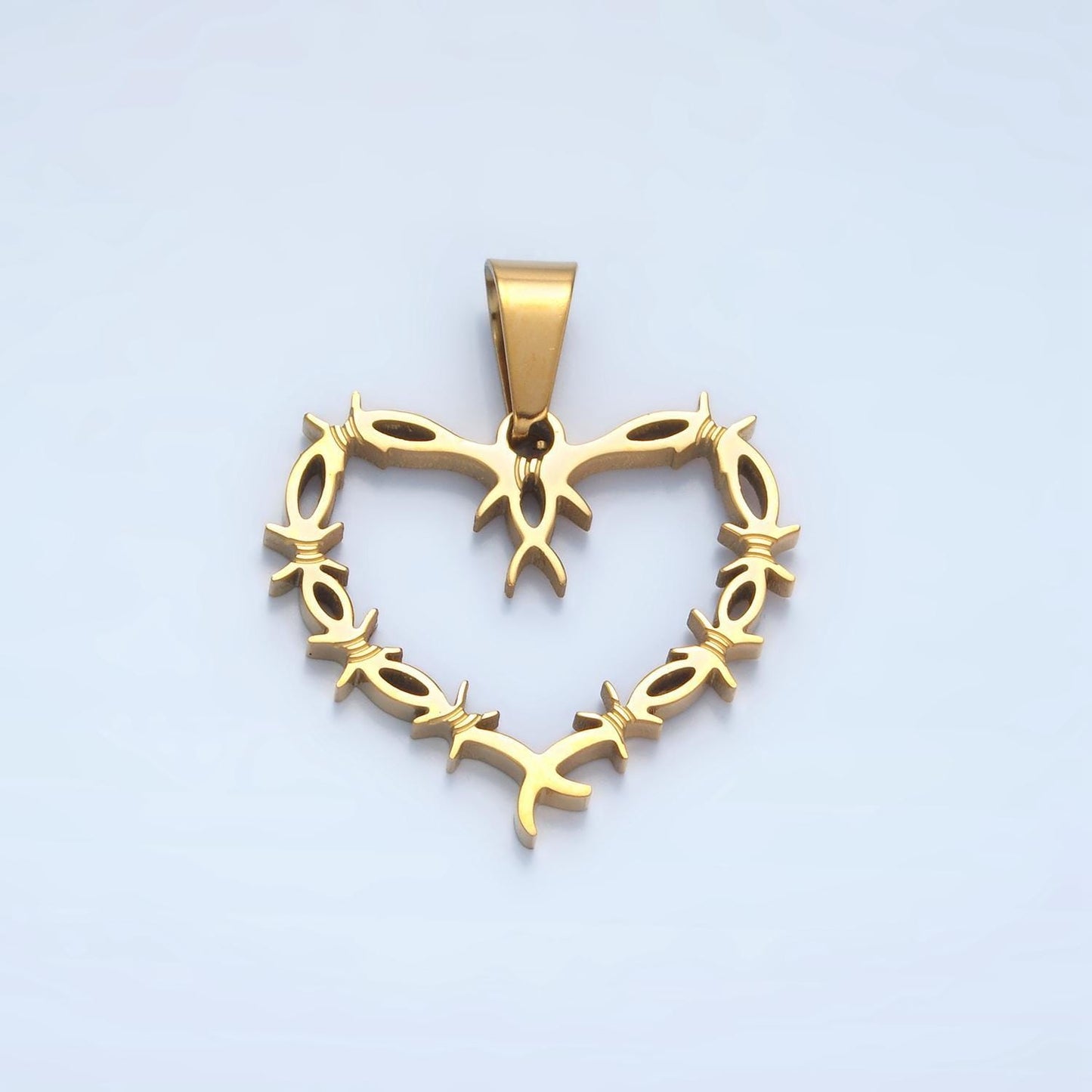 Stainless steel heart charms gold barb wire charms love pendant for necklace charm p1483