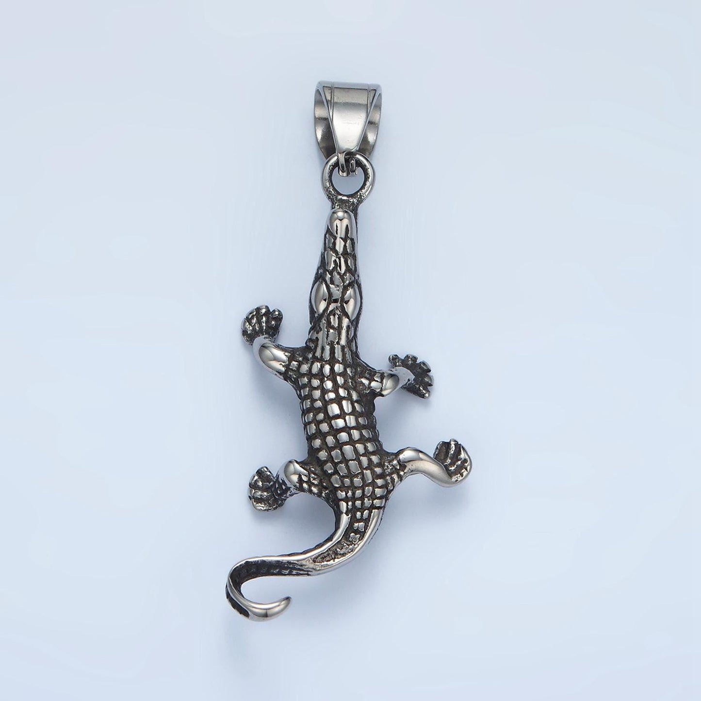 Stainless steel alligator charm silver crocodile pendant animal gator jewelry inspired pendant | p-1482