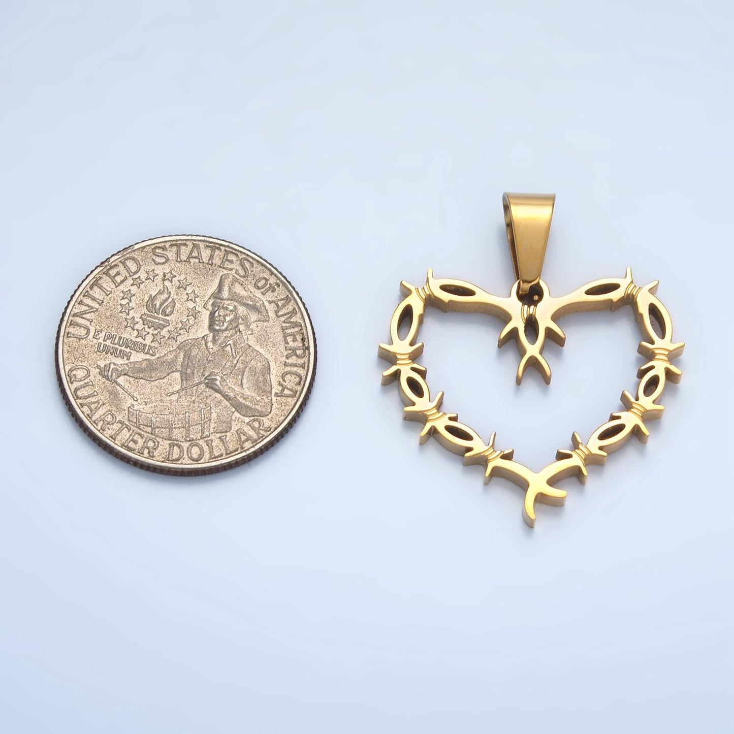 Stainless steel heart charms gold barb wire charms love pendant for necklace charm p1483