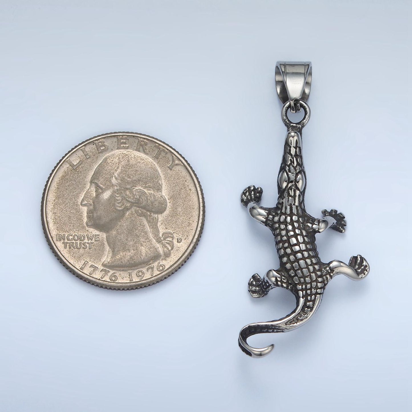 Stainless steel alligator charm silver crocodile pendant animal gator jewelry inspired pendant | p-1482