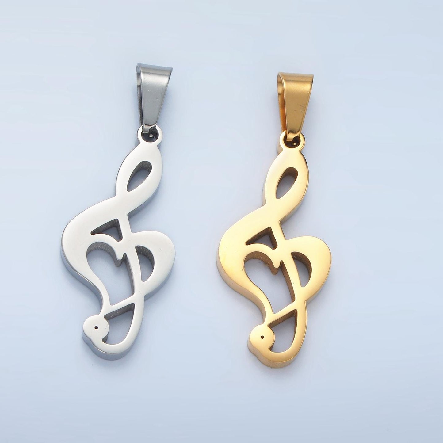 Stainless steel gold treble clef necklace pendant music lover note charm for necklace jewelry making p1478