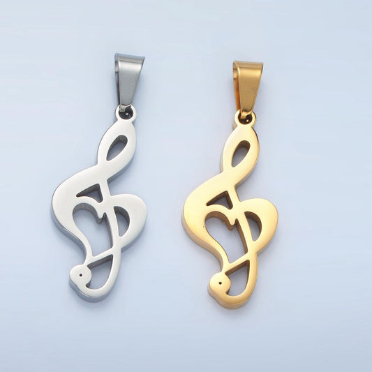 Stainless steel gold treble clef necklace pendant music lover note charm for necklace jewelry making p1478