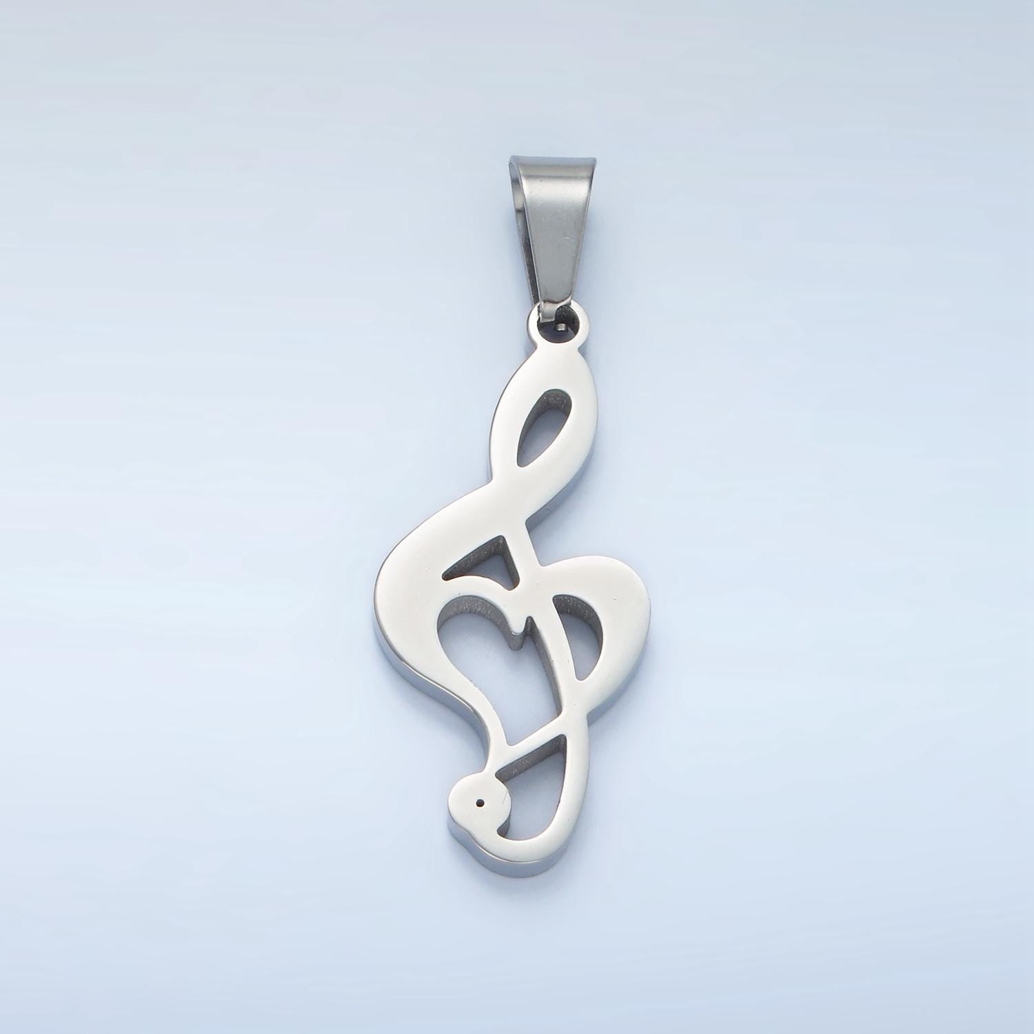 Stainless steel gold treble clef necklace pendant music lover note charm for necklace jewelry making p1478