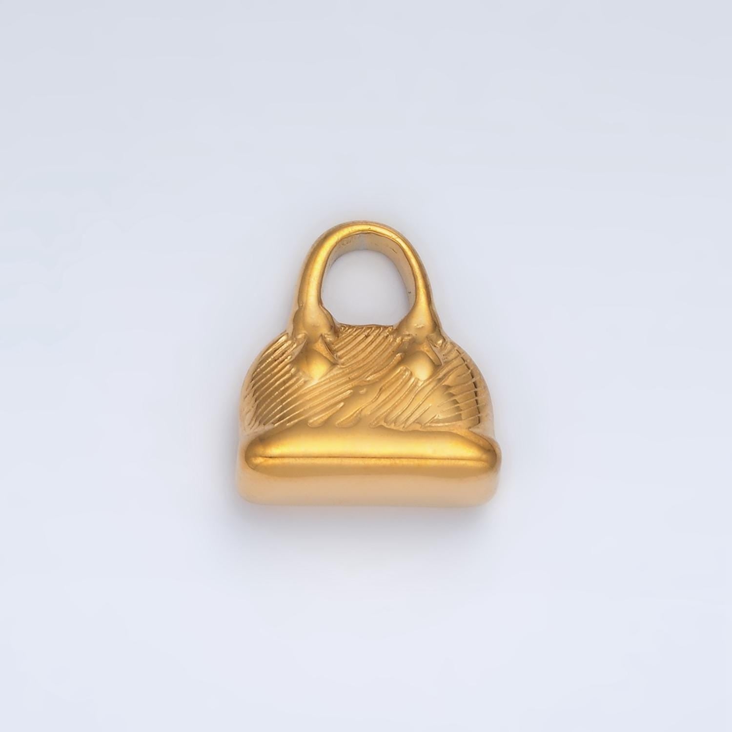Stainless steel shoulder bag puffy charm | p-1477