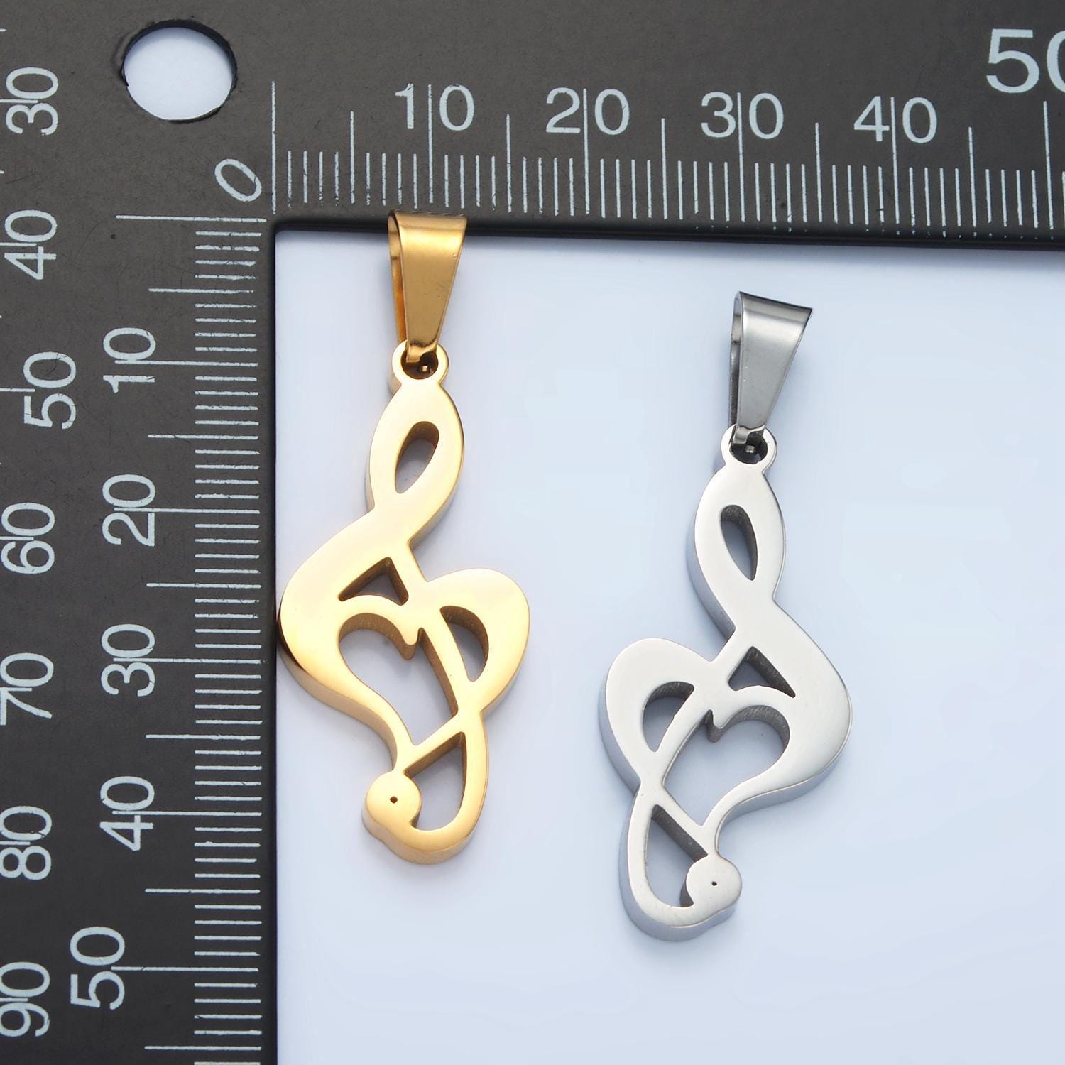 Stainless steel gold treble clef necklace pendant music lover note charm for necklace jewelry making p1478