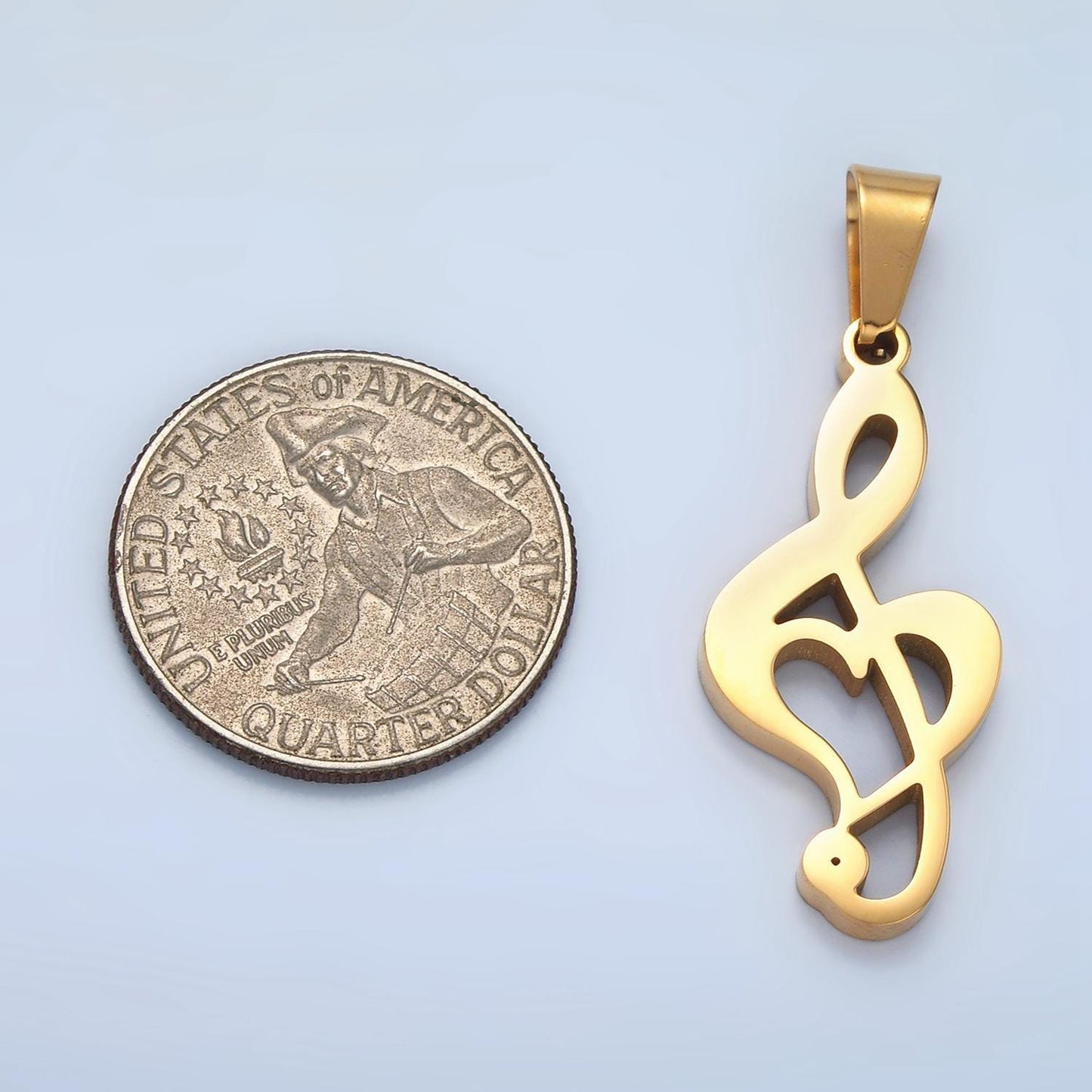Stainless steel gold treble clef necklace pendant music lover note charm for necklace jewelry making p1478