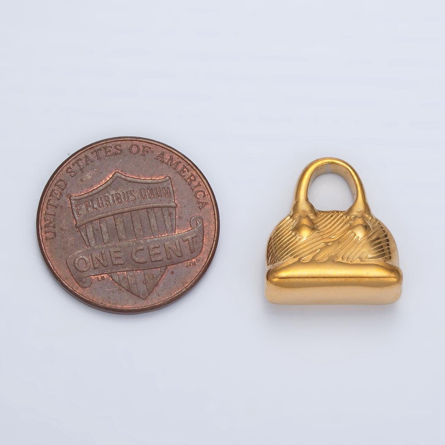 Stainless steel shoulder bag puffy charm | p-1477