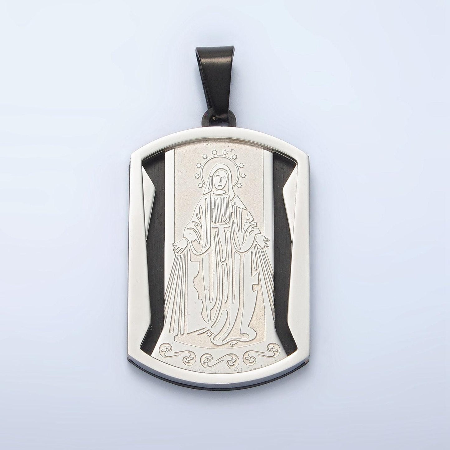 Stainless steel gold virgin mary religious prayer pendant, 24k gold filled miraculous lady charm tag pendant religious jewelry p1473