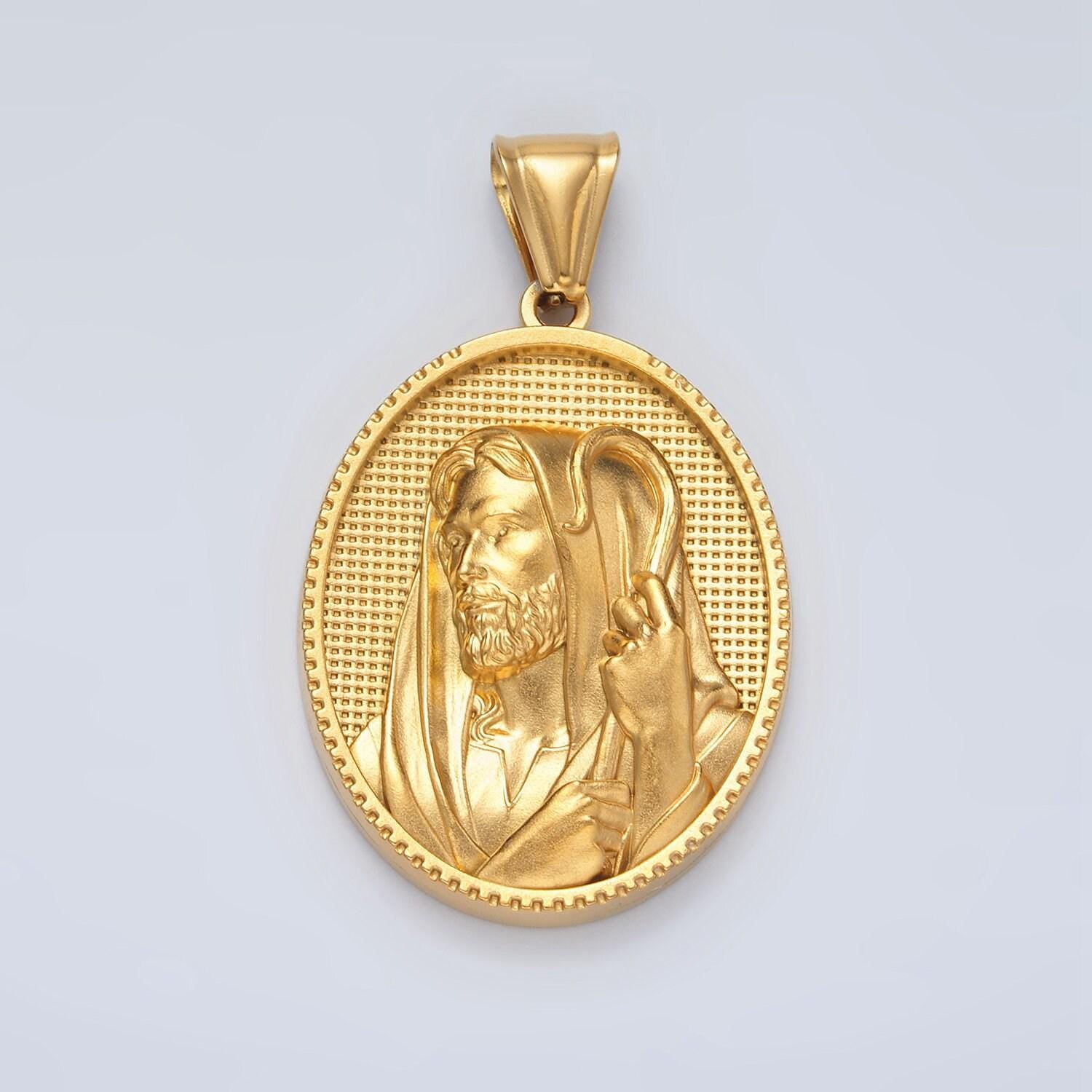 Gold stainless steel jesus pendant charm the shepherd pendant religious pendant christian catholic jewelry medallion pendant p1469