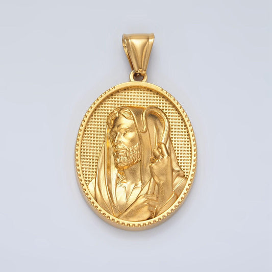 Gold stainless steel jesus pendant charm the shepherd pendant religious pendant christian catholic jewelry medallion pendant p1469