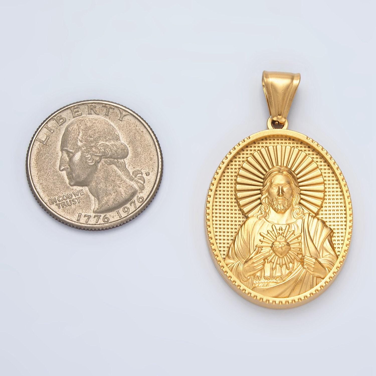 Gold stainless steel jesus pendant charm jesus pendant religious pendant christian catholic jewelry medallion pendant p1468