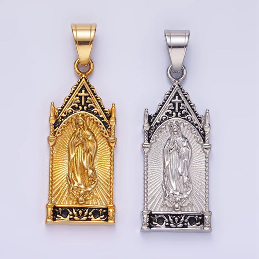 Stainless steel lady guadalupe charm in gold silver color virgin mary pendant lead nickel free tarnish free | p-1156