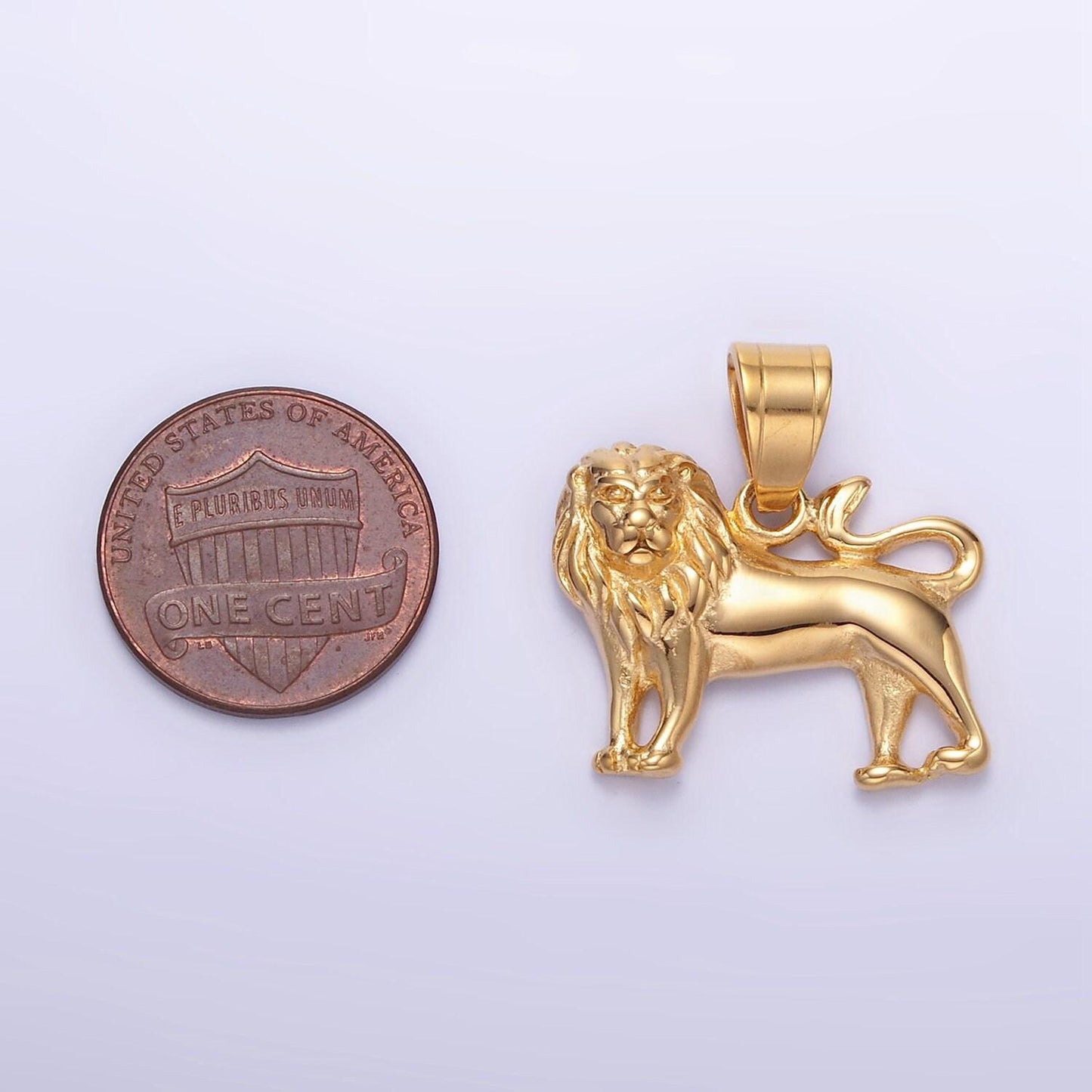 Gold lion charm pendant stainless steel king of jungle necklace pendant p1458