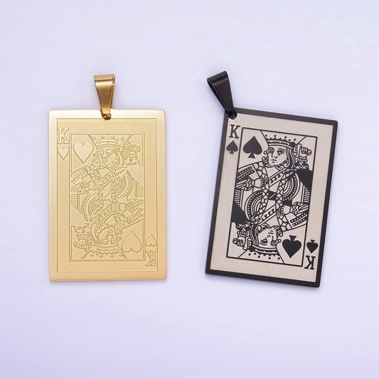 Stainless steel king of heart playing card charm king of spade poker pendant p1439