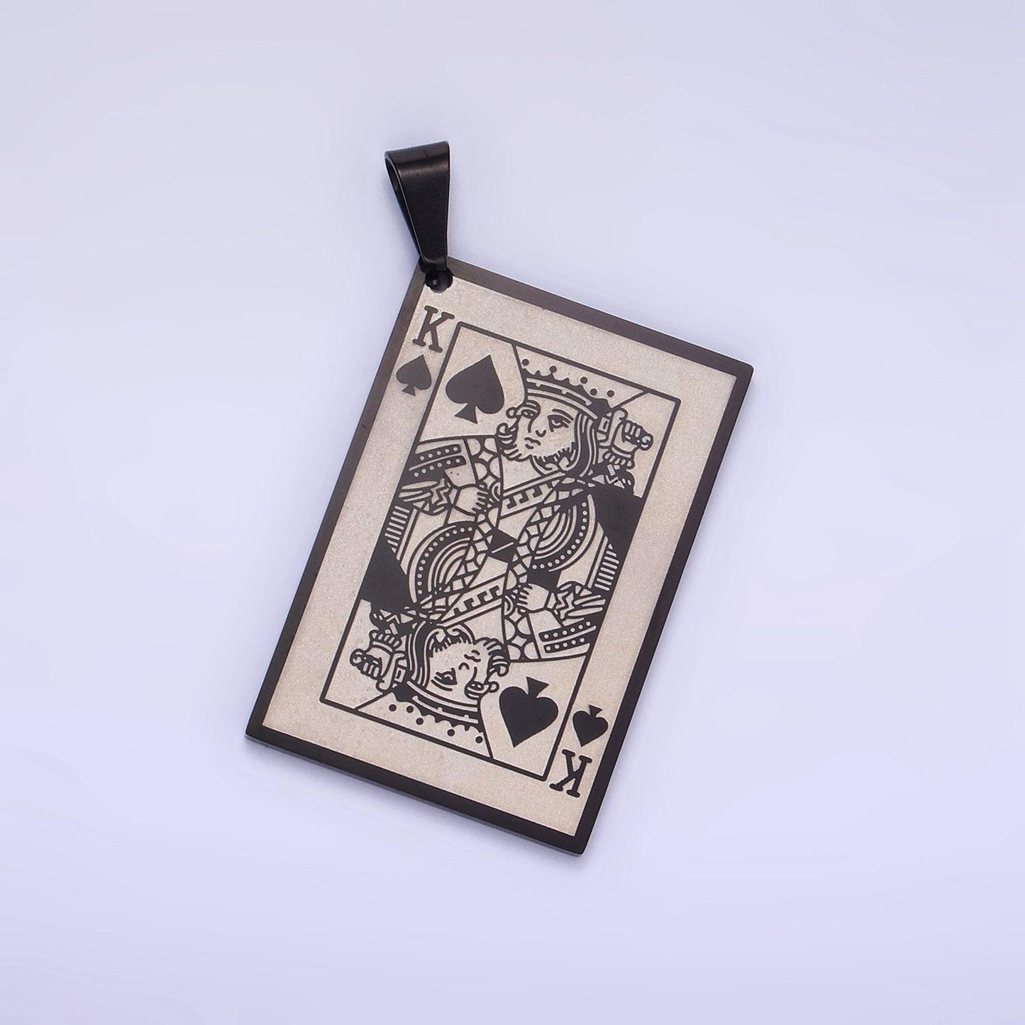 Stainless steel king of heart playing card charm king of spade poker pendant p1439