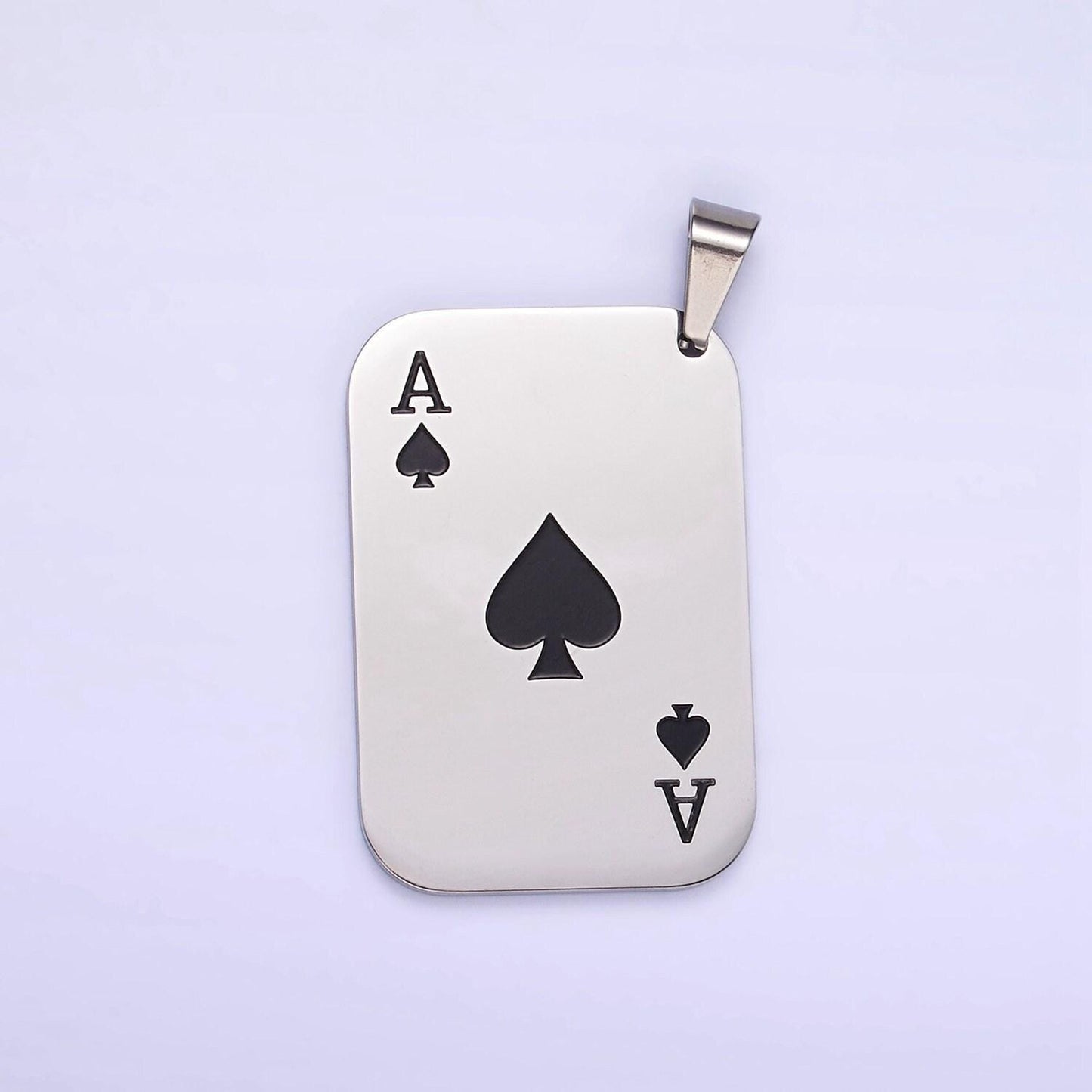 Stainless steel heart ace playing card charm ace of spade poker pendant p1437