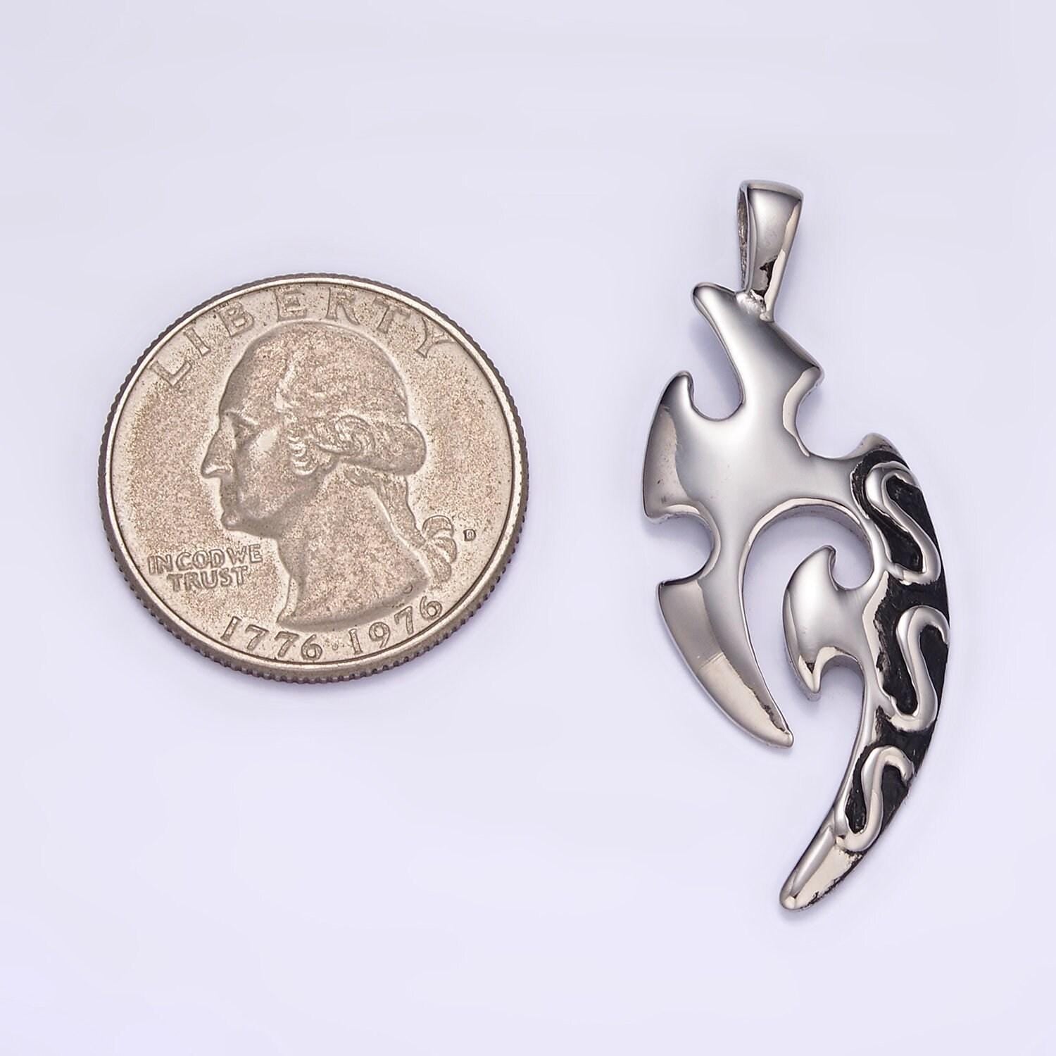 Stainless steel tribal tattoo pendant 16.4 charm | p-1431