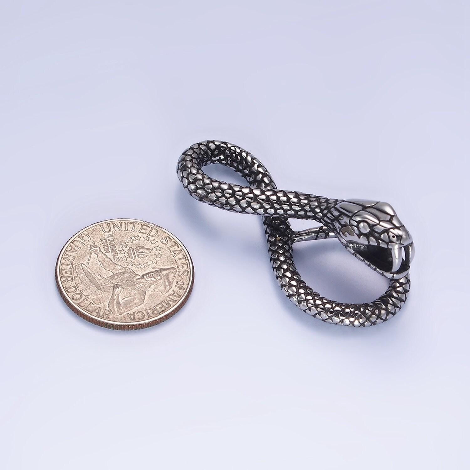 Gothic jewelry men's stainless steel animal snake pendant necklace serpent jewelry inspired