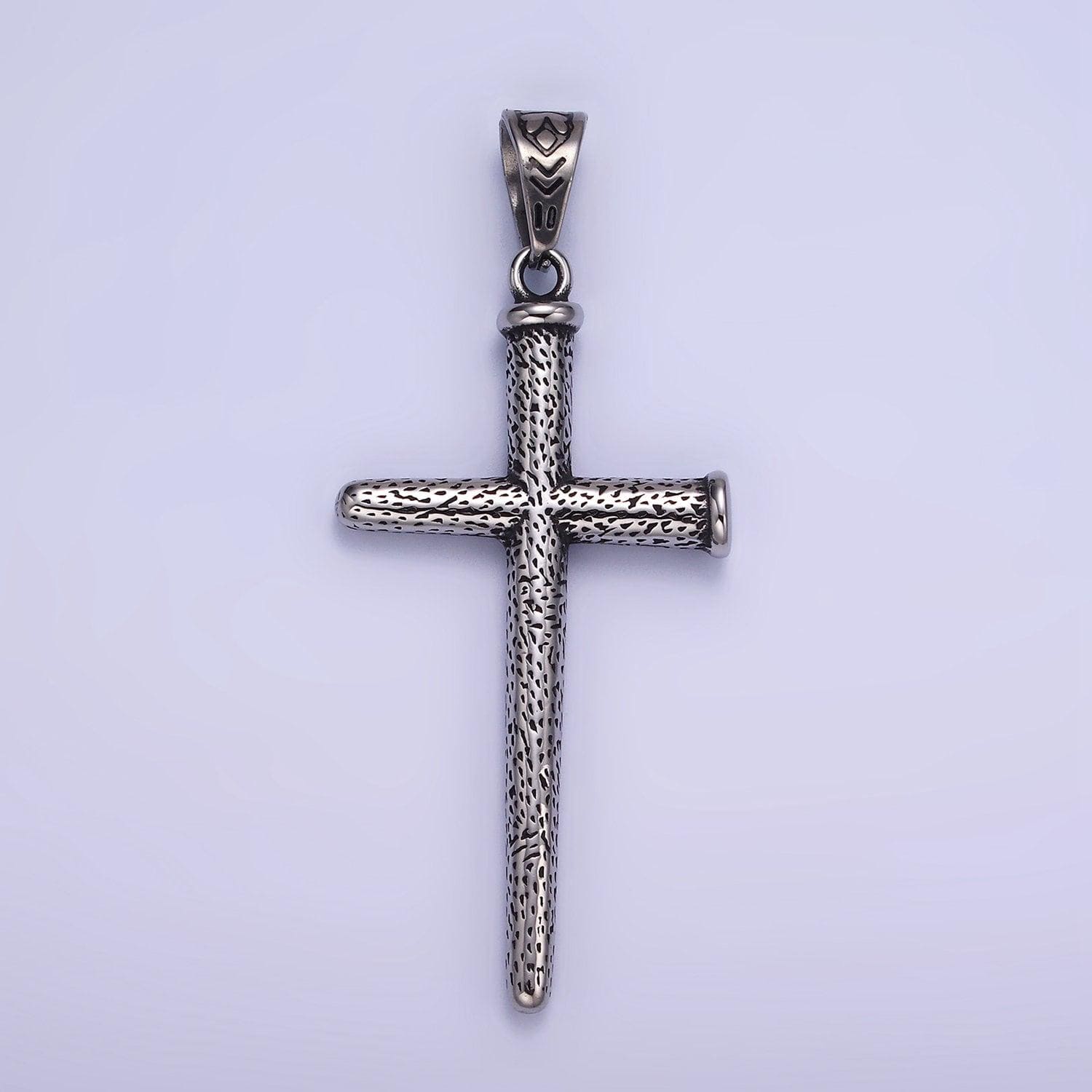 Stainless steel silver nails cross pendant for diy religious jewelry men necklace | p-1413