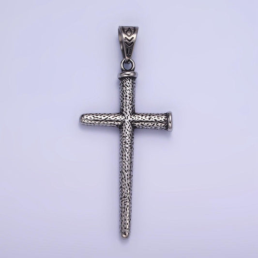 Stainless steel silver nails cross pendant for diy religious jewelry men necklace | p-1413
