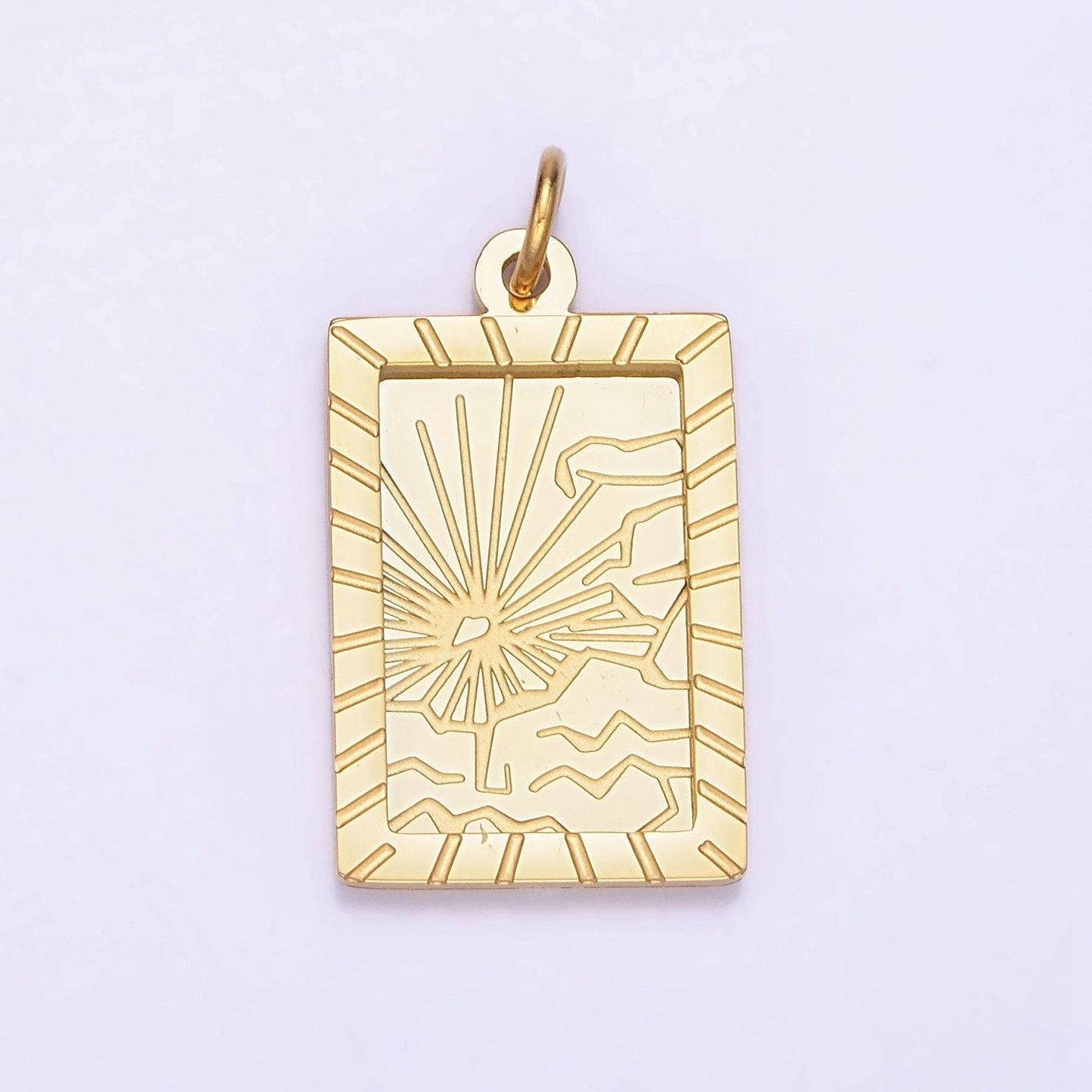 Dainty gold tag stainless steel sun charm morning sky celestial jewelry pendant| p-1404