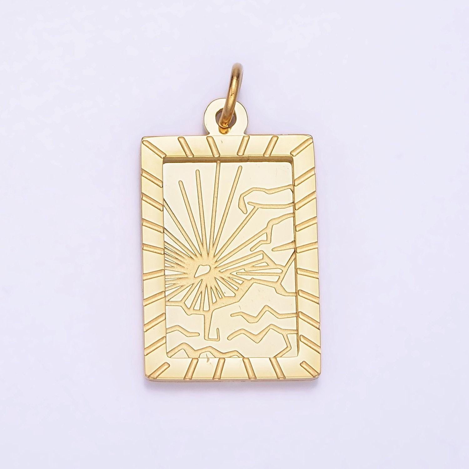 Dainty gold tag stainless steel sun charm morning sky celestial jewelry pendant| p-1404