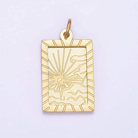 Dainty gold tag stainless steel sun charm morning sky celestial jewelry pendant| p-1404
