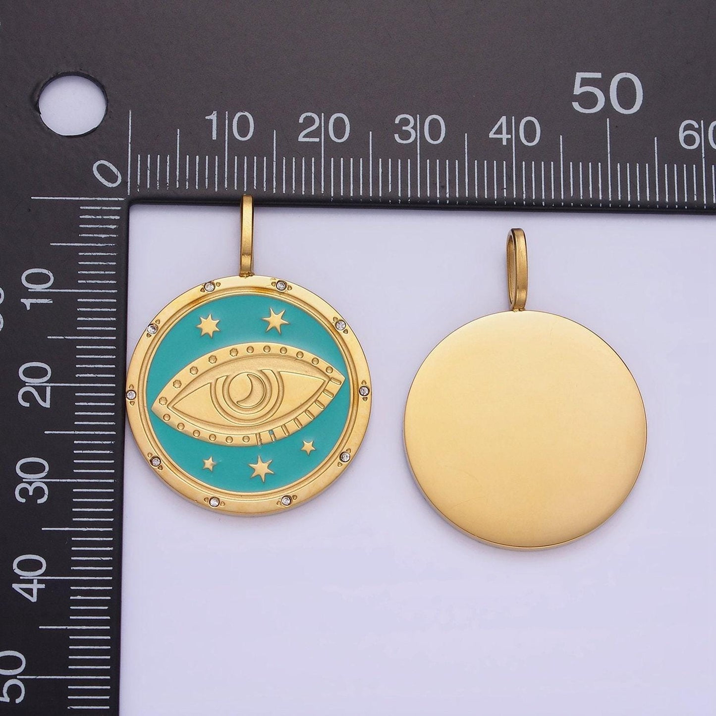 Dainty evil eye pendant with star celestial charm diy fashion jewelry add on necklace bracelet component gold stainless steel finding p1394