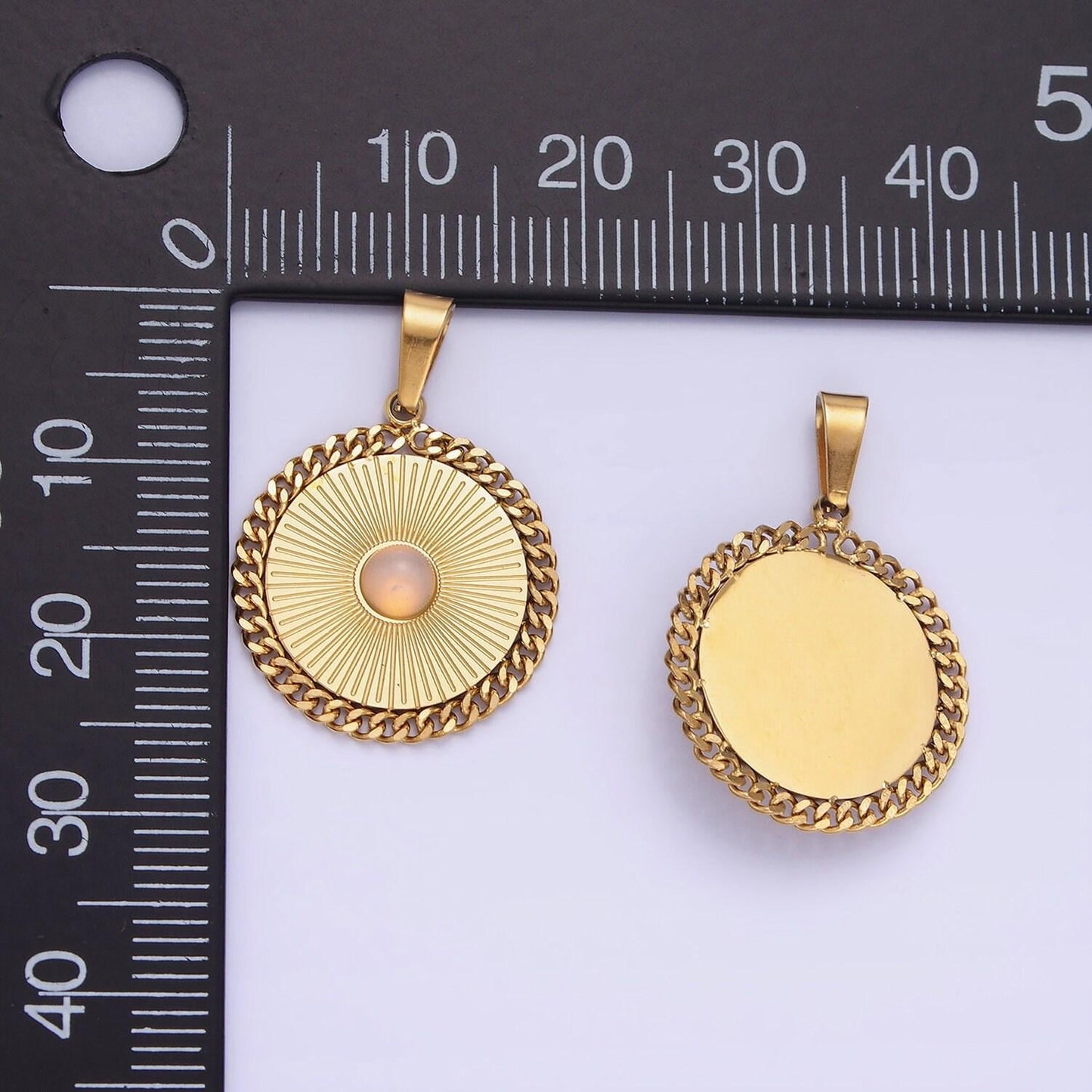 Dainty gold stainless steel sun burst charm opal round sunburst medallion celestial jewelry pendant radiant sun charm p1391