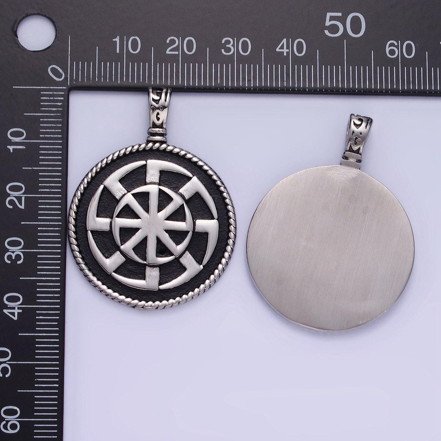 Stainless steel round pendant silver wheel charm medallion men jewelry pendant for necklace supply p1388