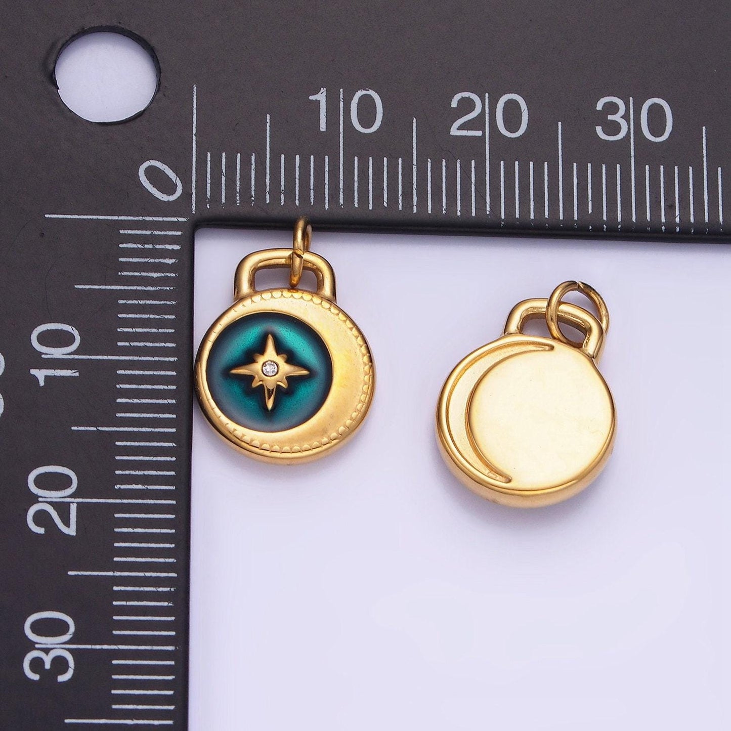 Stainless steel gold turquoise star charm north star coin pendant for bracelet necklace charm jewelry making supply p1383