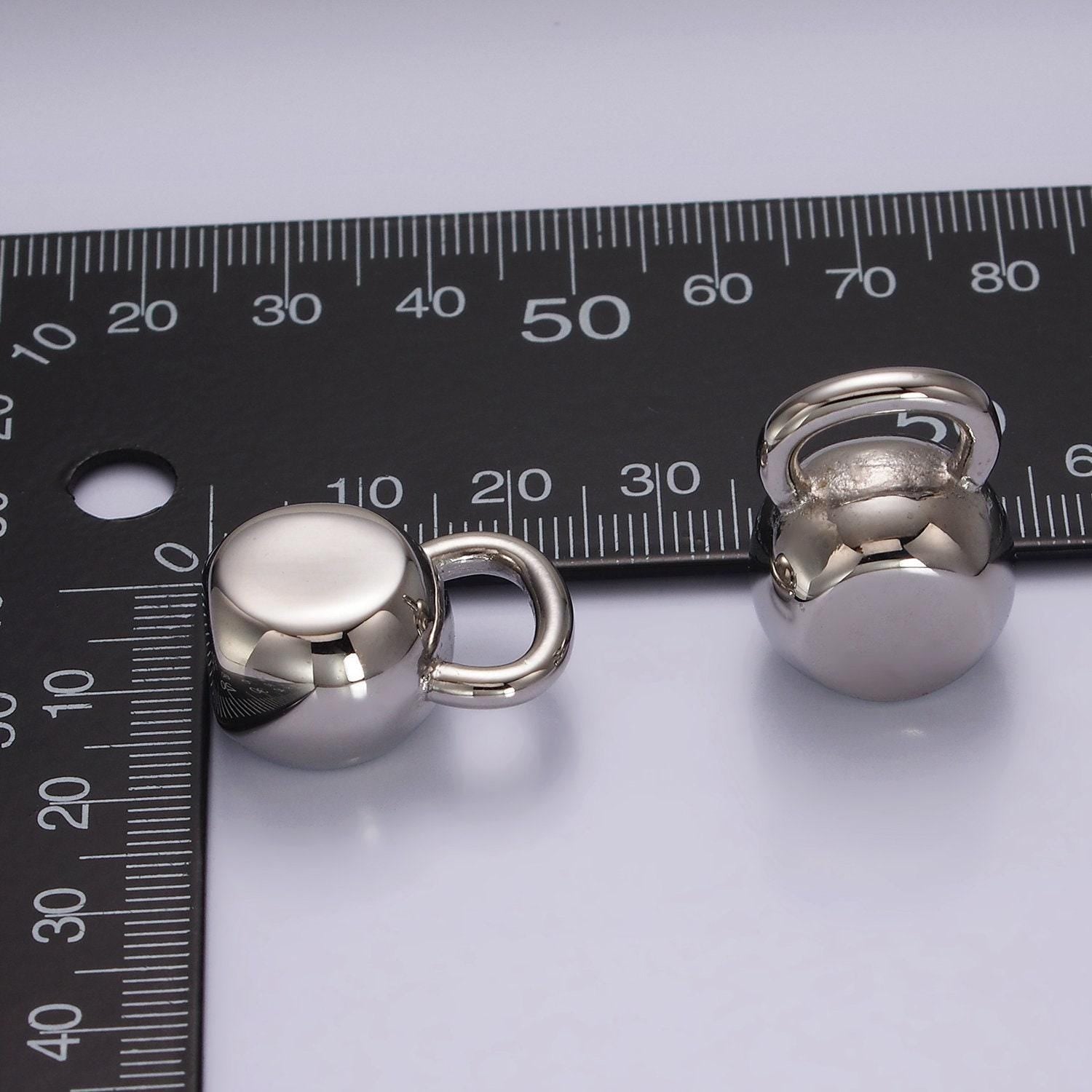Stainless steel 24mm kettlebell fitness pendant, charm add-on diy for bracelet and etc. | p-1367