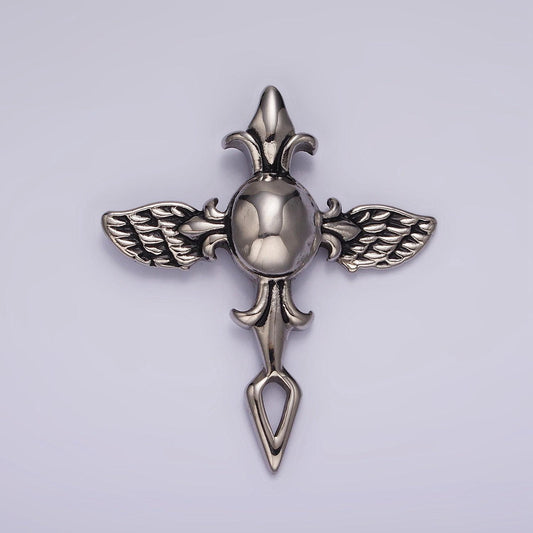 Stainless steel 46mm baby angel wings cross pendant, add-on charm | p-1365