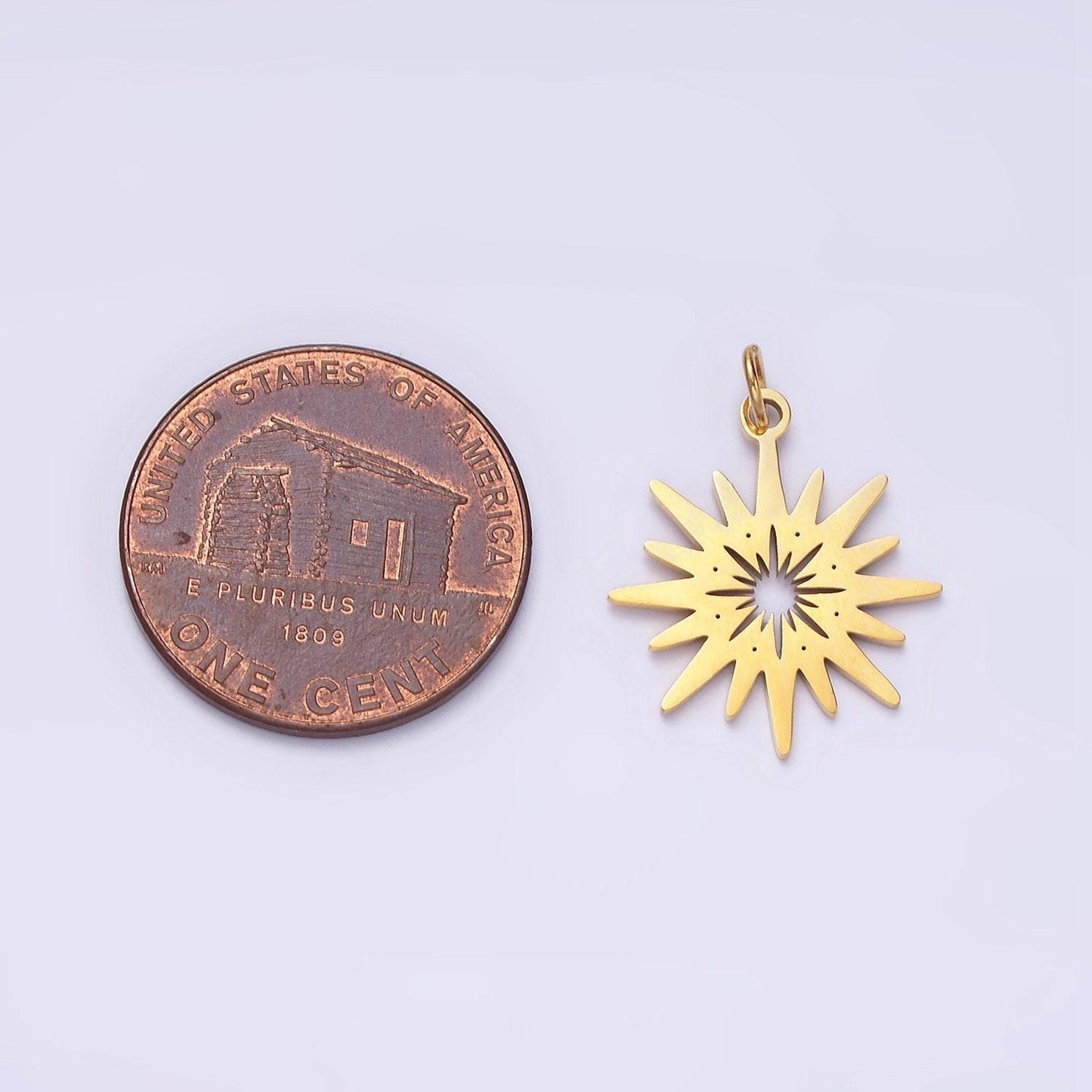 Stainless steel celestial sunburst ray star minimalist open charm | p1352