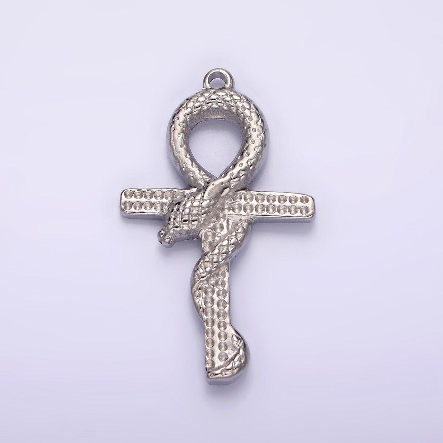 Stainless steel filled ankh, symbol of life, egyptian pantheon, crux ansata, cubic serpent necklace pendant charm gold snake cross p1285