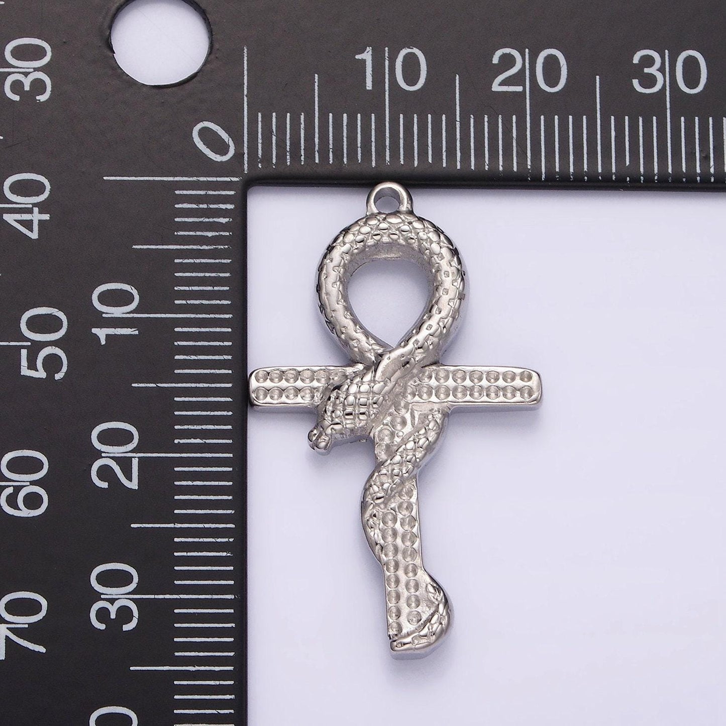 Stainless steel filled ankh, symbol of life, egyptian pantheon, crux ansata, cubic serpent necklace pendant charm gold snake cross p1285