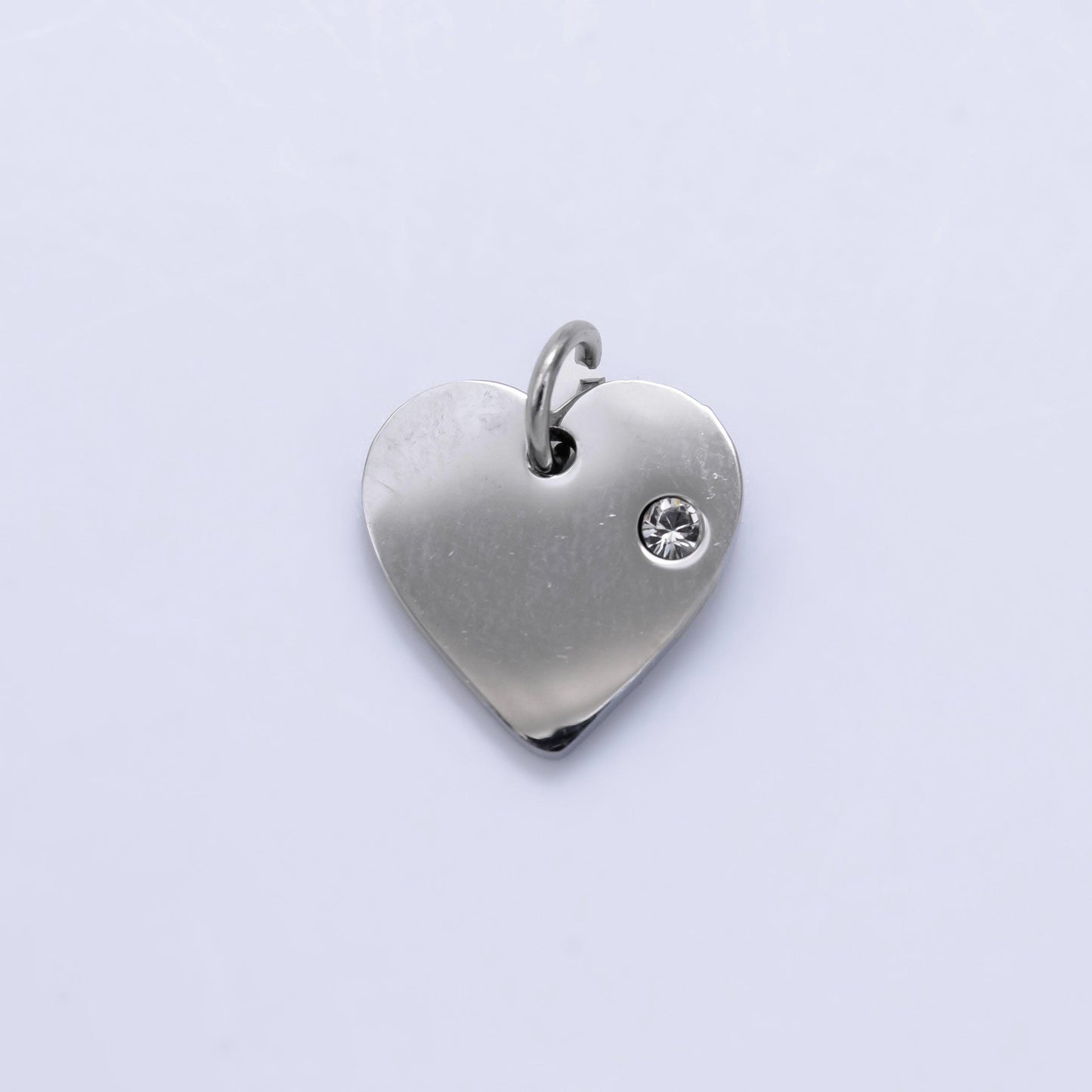 Mini flat stainless steel heart in gold & silver cz charm | p-1279