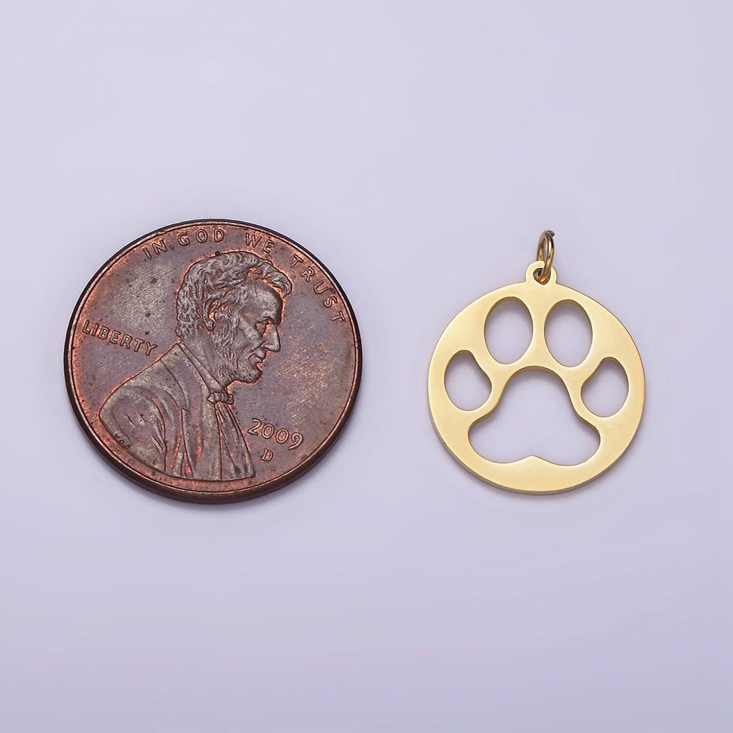 Mini bear paw charm for bracelet necklace earring component stainless steel puppy dog animal pendant p-1237
