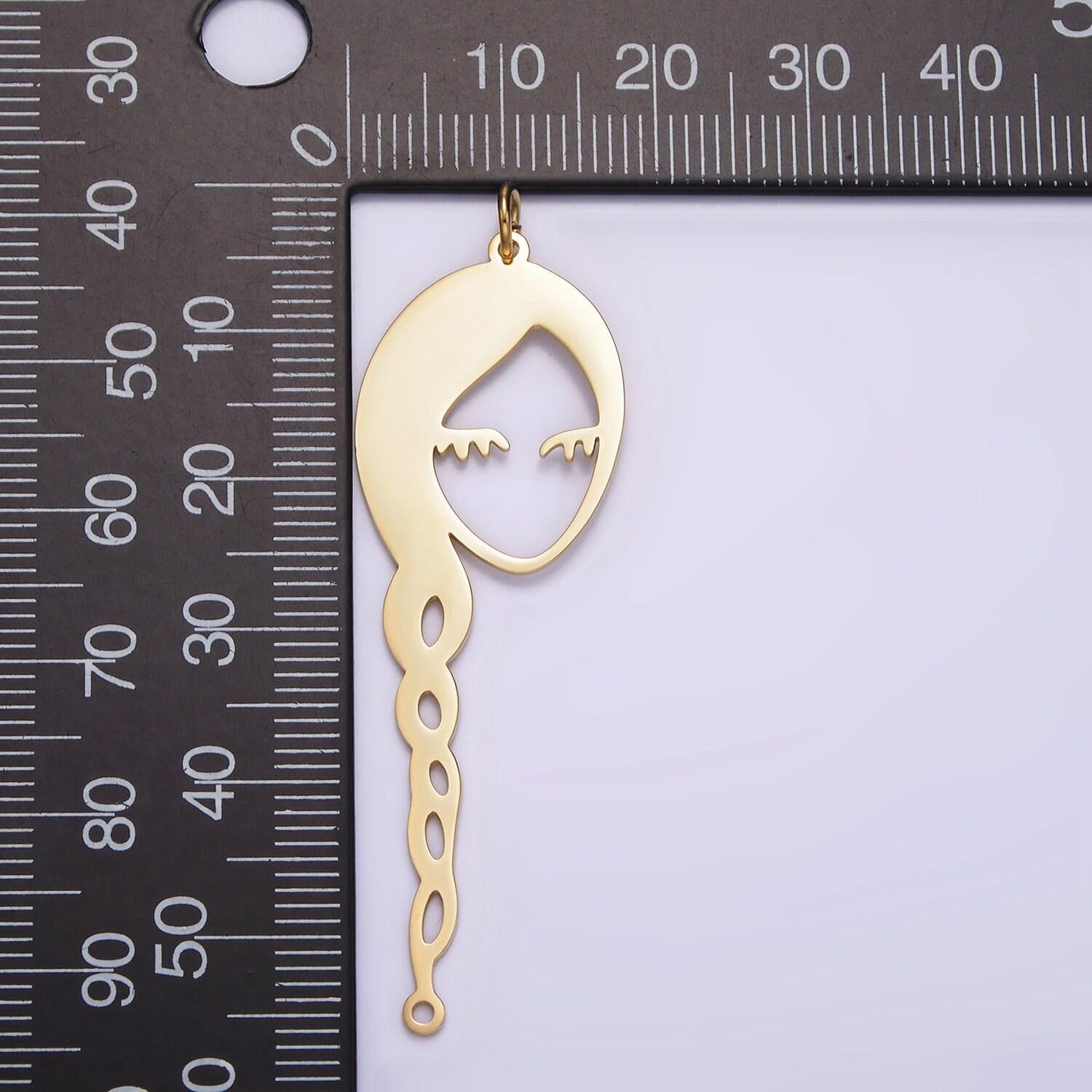 Stainless steel cameo charms, steel lady princess face pendants minimalist girl jewelry lightweight dangle tarnish free charm p-1233