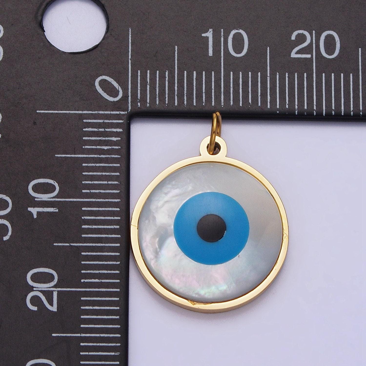 Enamel shell pearl evil eye charm pendant for jewelry making stainless steel charm tarnish free waterproof jewelry p-1220