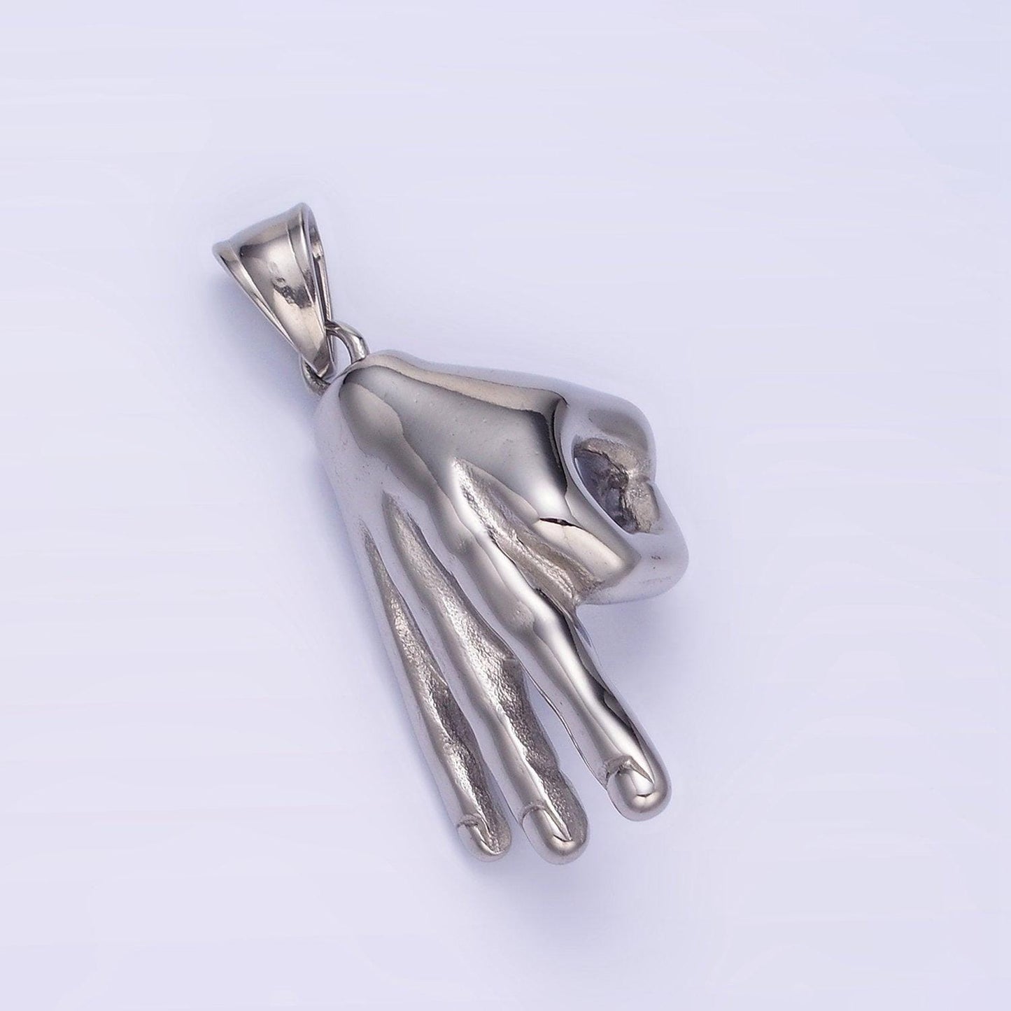Okay sign hand symbol charm, unique stainless steel ok sign for necklace pendant hand gesture charm jewelry making gift for men p1205
