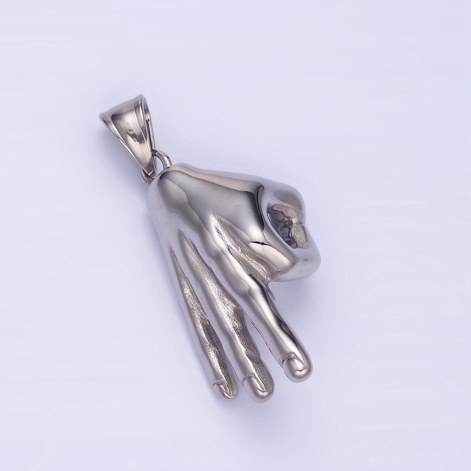 Okay sign hand symbol charm, unique stainless steel ok sign for necklace pendant hand gesture charm jewelry making gift for men p1205